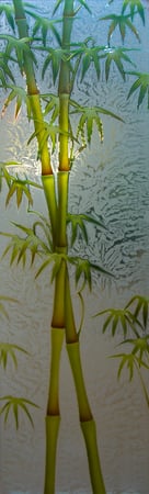 Door Glass Insert with Frosted Glass Asian Bamboo Shoots Design by Sans Soucie