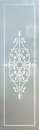 Door Glass Insert with Frosted Glass Wrought Iron Barcelona Design by Sans Soucie