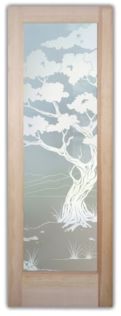 Bathroom Door with sandblast Frosted Glass Design Art Glass Featuring Sandblast Etched Glass by Sans Soucie