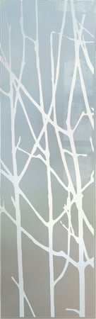 Door Glass Insert with a sandblast Frosted Glass Trees Design Custom-Designed Decorative Etched Glass