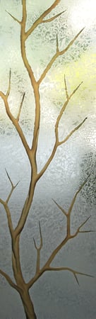 Door Glass Insert with a sandblast Frosted Glass Trees Design Custom-Designed Decorative Etched Glass