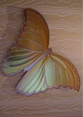 Glass Wall Art featuring a Frosted Glass Wildlife Design Sandblast Etched Glass Butterflies Design by Sans Soucie
