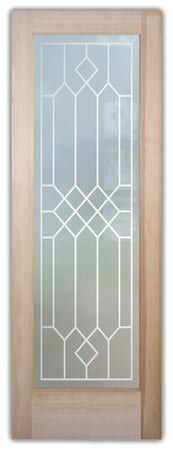 Pantry Door featuring a Frosted Glass Traditional Design Sandblast Etched Glass Camelot Design by Sans Soucie