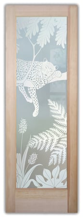 Pantry Door with Frosted Glass Wildlife Cheetah Design by Sans Soucie