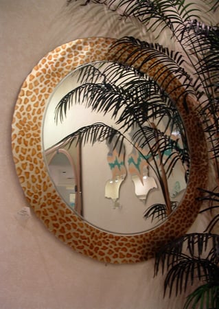 Decorative Mirror with Frosted Glass Borders Cheetah Border Design by Sans Soucie