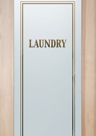 Laundry Room Door with a sandblast Frosted Glass Traditional Design Custom-Designed Decorative Etched Glass