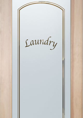 Laundry Room Door showcasing a Frosted Glass Traditional Design with Sandblast Etched Glass Art by Sans Soucie Classic Arched Design