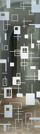 Door Glass Insert with a Frosted Glass Cross Bars Geometric Design for Semi-Private by Sans Soucie Art Glass