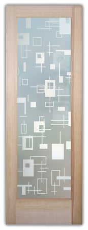 Pantry Door with a Frosted Glass Cross Bars Geometric Design for Private by Sans Soucie Art Glass