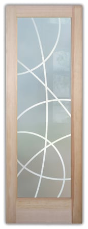 Pantry Door with Frosted Glass Geometric Crosscut Design by Sans Soucie