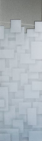 Door Glass Insert showcasing a Frosted Glass Geometric Design with Sandblast Etched Glass Art by Sans Soucie Cubes Design