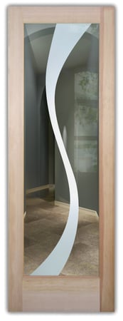 Front Door with a Frosted Glass Curvature Geometric Design for Semi-Private by Sans Soucie Art Glass