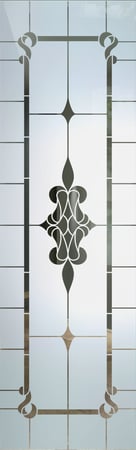 Interior Glass Insert showcasing a Frosted Glass Traditional Design with Sandblast Etched Glass Art by Sans Soucie Dandridge Design