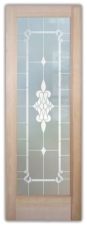 Pantry Door showcasing a Frosted Glass Traditional Design with Sandblast Etched Glass Art by Sans Soucie Dandridge Design
