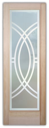 Pantry Door with a sandblast Frosted Glass Geometric Design Custom-Designed Decorative Etched Glass