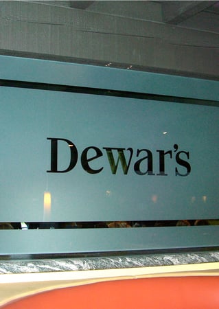 Partition with Frosted Glass Logos Dewar's (similar look) Design by Sans Soucie