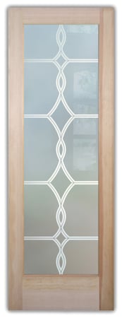 Pantry Door featuring Frosted Glass Design Etched Glass by Sans Soucie Art Glass with Custom Traditional Design Diamond Beads