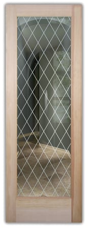 Front Door with a Frosted Glass Diamond Grid Patterns Design for Semi-Private by Sans Soucie Art Glass