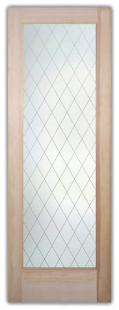 Pantry Door with a Frosted Glass Diamond Grid Patterns Design for Semi-Private by Sans Soucie Art Glass