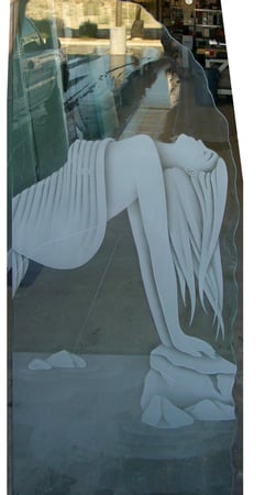 Shower Partition with Frosted Glass Portraitures Ecstasy Design by Sans Soucie