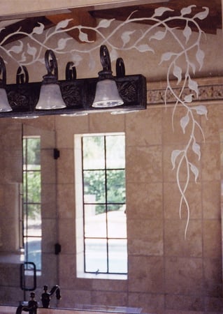 Decorative Mirror with sandblast Frosted Glass Design Art Glass Featuring Sandblast Etched Glass by Sans Soucie