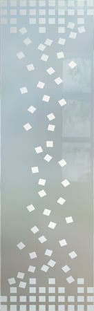 Interior Glass Insert showcasing a Frosted Glass Geometric Design with Sandblast Etched Glass Art by Sans Soucie Falling Squares Design