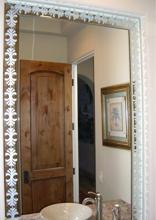 Decorative Mirror with Frosted Glass Borders Fan Palm Border Design by Sans Soucie