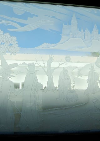 Window with Frosted Glass Whimsical Fantasy Folklore Design by Sans Soucie