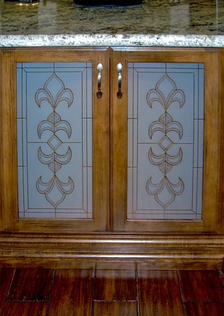 Cabinet Glass with Frosted Glass Traditional Faux Bevels Design by Sans Soucie