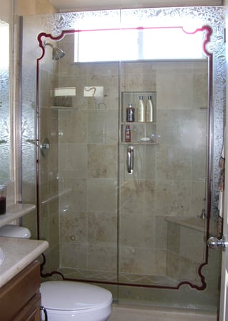 Shower Enclosure with Frosted Glass Traditional Florence Border Design by Sans Soucie