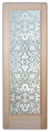 Pantry Door with a sandblast Frosted Glass Traditional Design Custom-Designed Decorative Etched Glass