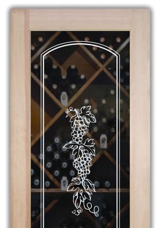 Wine Cellar Door with sandblast Frosted Glass Design Art Glass Featuring Sandblast Etched Glass by Sans Soucie
