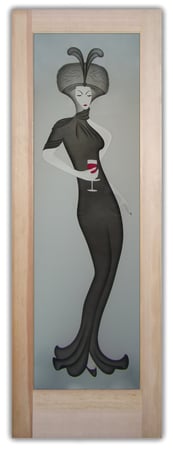 Pantry Door showcasing a Frosted Glass Art Deco Design with Sandblast Etched Glass Art by Sans Soucie Hillis Furs Wine Design