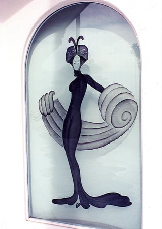 Window with a sandblast Frosted Glass Art Deco Design Custom-Designed Decorative Etched Glass