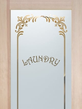 Laundry Room Door showcasing a Frosted Glass Traditional Design with Sandblast Etched Glass Art by Sans Soucie Lenora Harrington Laundry Design