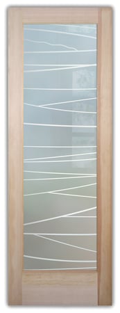 Pantry Door with Frosted Glass Geometric Linear Design by Sans Soucie