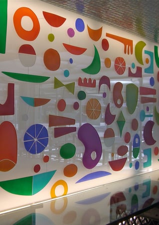 Glass Backsplash with Frosted Glass Geometric Jetsons Design by Sans Soucie