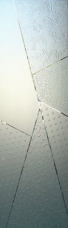 Door Glass Insert showcasing a Frosted Glass Geometric Design with Sandblast Etched Glass Art by Sans Soucie Matrix Angles Design