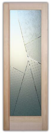 Pantry Door showcasing a Frosted Glass Geometric Design with Sandblast Etched Glass Art by Sans Soucie Matrix Angles Design
