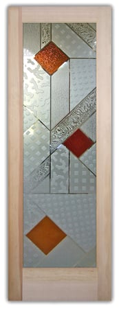 Front Door featuring Frosted Glass Design Etched Glass by Sans Soucie Art Glass with Custom Geometric Design Matrix