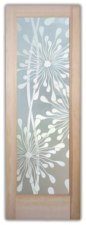 Pantry Door featuring a Frosted Glass Geometric Design Sandblast Etched Glass Maypop Design by Sans Soucie
