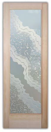 Bathroom Door with a sandblast Frosted Glass Abstract Design Custom-Designed Decorative Etched Glass