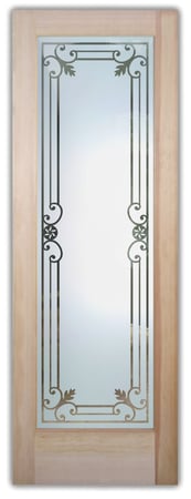 Front Door with a Frosted Glass Miranda Wrought Iron Design for Semi-Private by Sans Soucie Art Glass