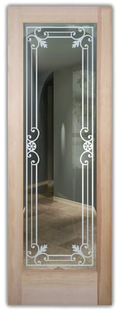 Interior Door with a Frosted Glass Miranda Wrought Iron Design for Semi-Private by Sans Soucie Art Glass