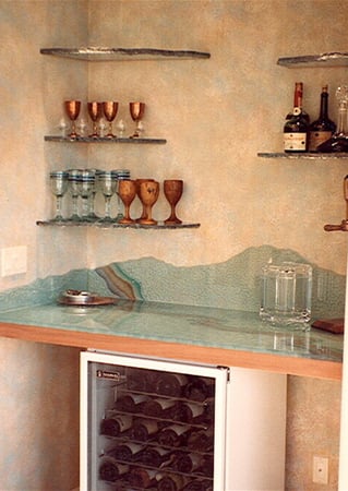 Glass Backsplash with a sandblast Frosted Glass Patterns Design Custom-Designed Decorative Etched Glass