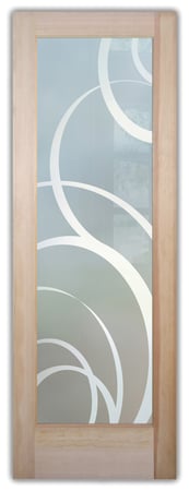 Pantry Door featuring Frosted Glass Design Etched Glass by Sans Soucie Art Glass with Custom Geometric Design Motion