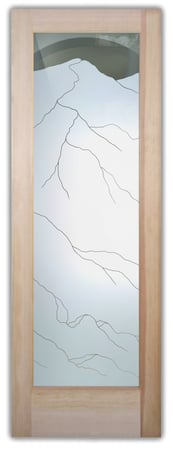 Pantry Door featuring a Frosted Glass Desert Design Sandblast Etched Glass Mountains Design by Sans Soucie