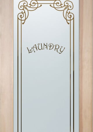 Laundry Room Door with a Frosted Glass Naples Harrington Traditional Design for Semi-Private by Sans Soucie Art Glass
