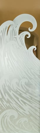 Door Glass Insert with a sandblast Frosted Glass Oceanic Design Custom-Designed Decorative Etched Glass