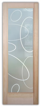 Pantry Door featuring Frosted Glass Design Etched Glass by Sans Soucie Art Glass with Custom Geometric Design Ovals Overlap